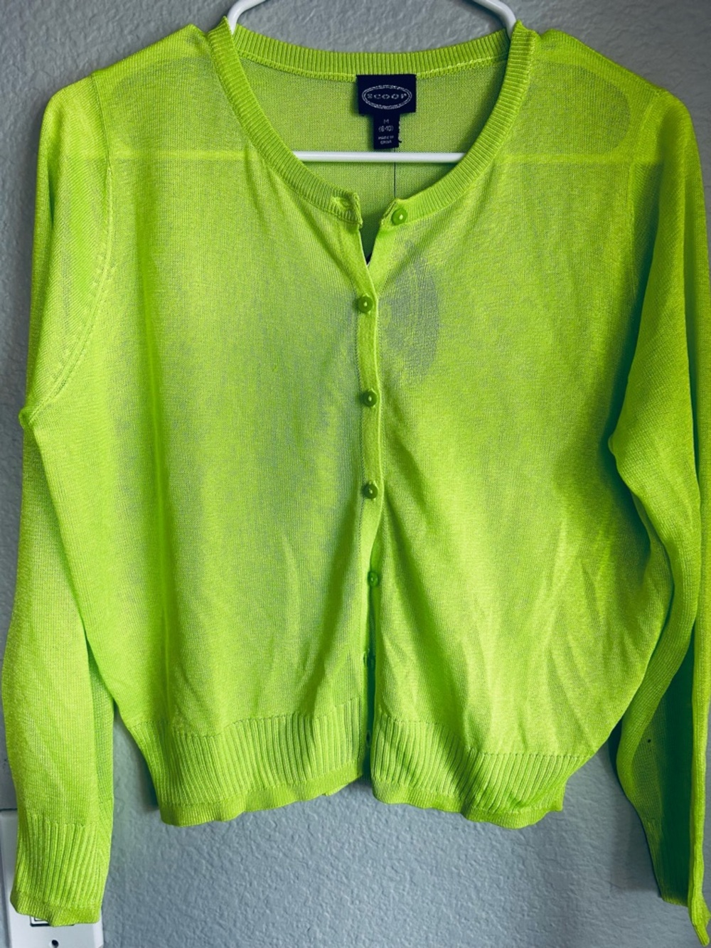 Croft & Barrow Neon Lime Lightweight Button-Front Cardigan